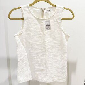 NWT J. Crew Factory Textured Tank Top With Scallop Trim White XXS